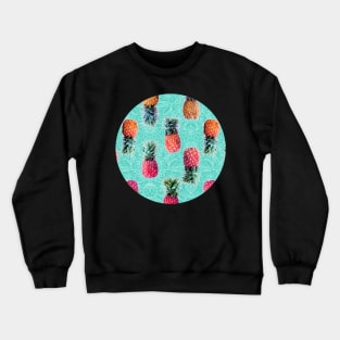 From Pineapple to Pink - tropical doodle pattern on mint Crewneck Sweatshirt